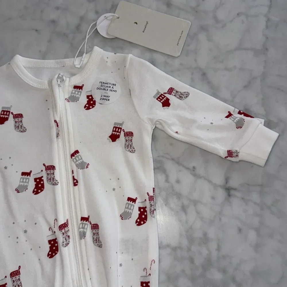NWT PETIT LEM UNISEX STOCKING PRINT KNIT FOOTIE NB